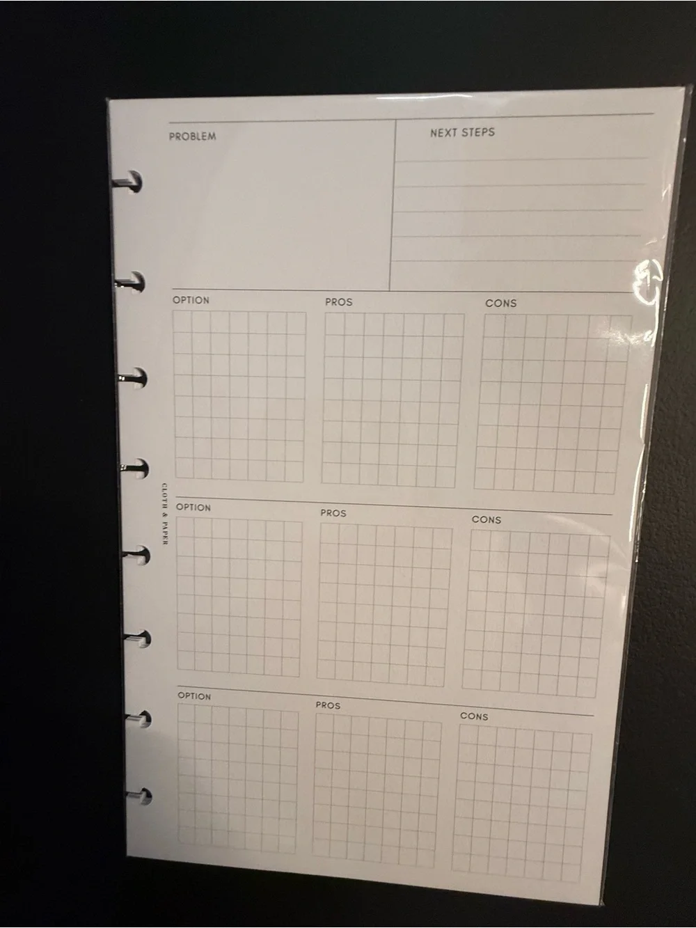 Cloth & Paper Decision Making Hal Letter Planner Inserts